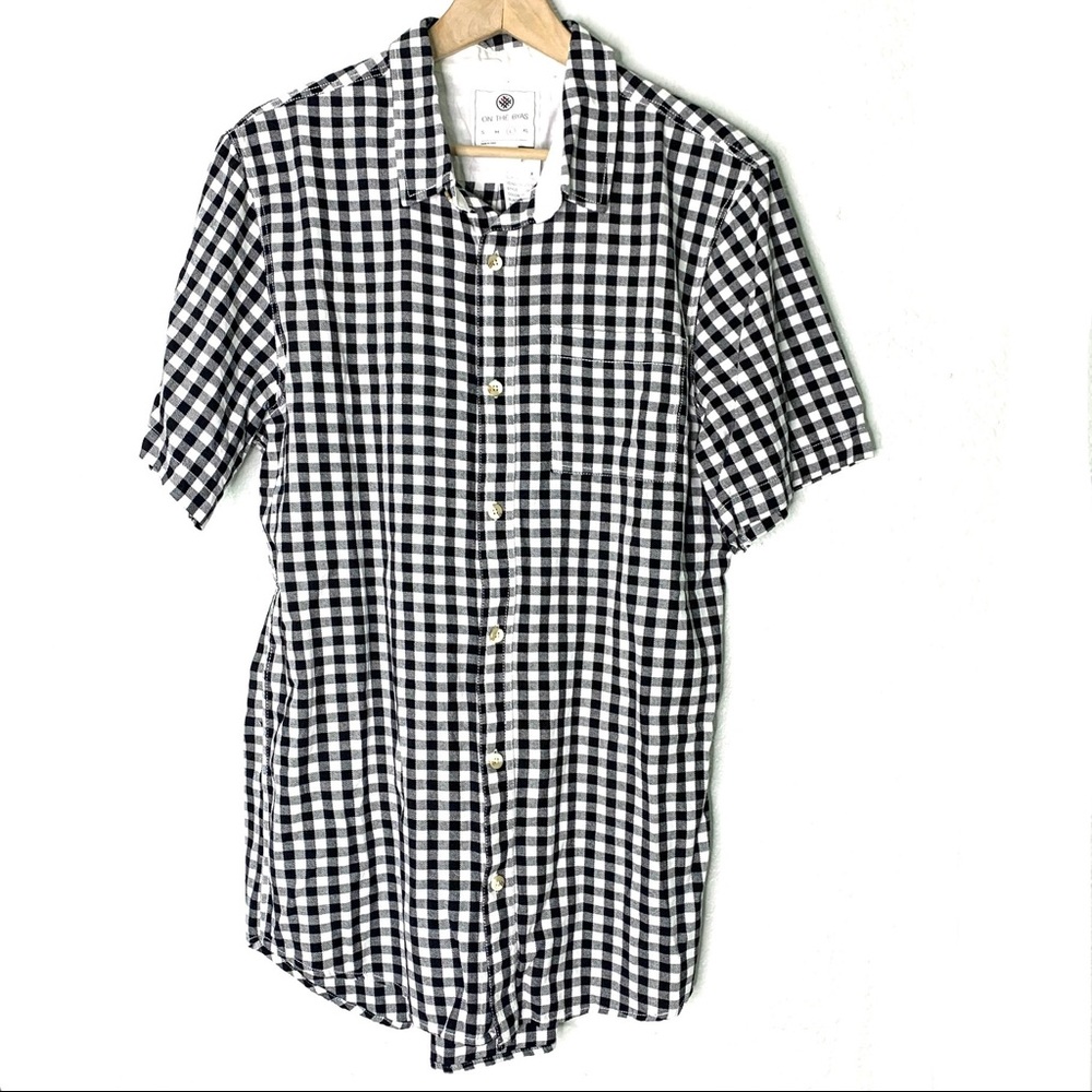 NEW PacSun black/white gingham print button shirt